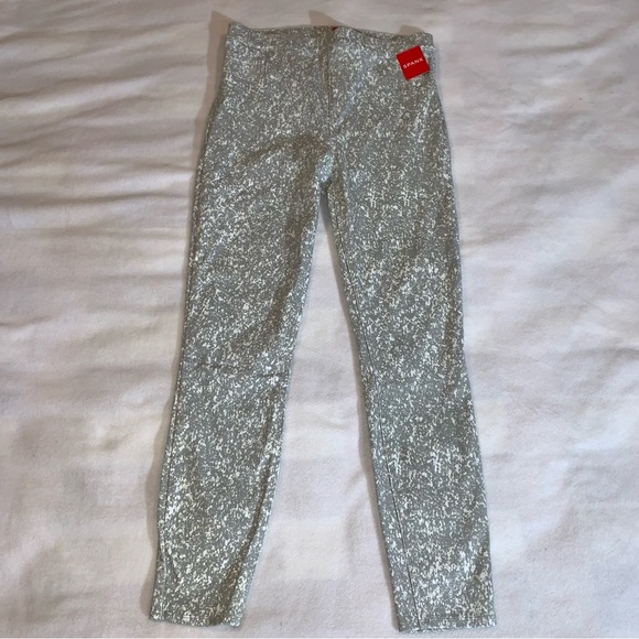 Spanx Ankle Jean-ish Leggings Womens Stretch Speckled Grey Size Large NWT - Picture 1 of 8